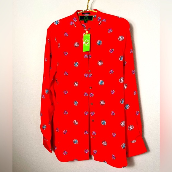 C. Wonder Tops - ⭐️ SLASH SUMMER SALE! ⭐️ NWT C Wonder 100% Silk Orange Button Down Shirt Sz M